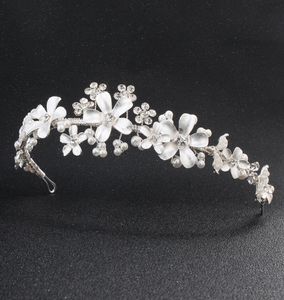 Bridal Wedding Crystal Righestone Coiffure Bandon Crown Tiara Wedding Pearl Tiara Ivory White Jewelry Decorations for Hair JCI0689011246