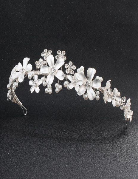 Bridal Wedding Crystal Hicestone Clairs Band Crown Tiara Wedding Pearl Tiara Ivory White Jewelry Decorations for Hair JCI0683214835