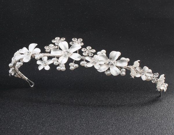 Bridal Wedding Crystal Hicestone Coiffure Bandon Crown Tiara Wedding Pearl Tiara Ivory White Jewelry Decorations for Hair JCI0686487206