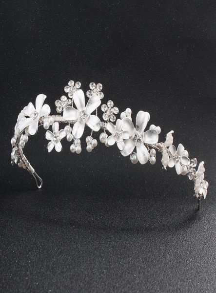 Bridal Wedding Crystal Hicestone Clain Band Crown Tiara Wedding Pearl Tiara Ivory White Jewelry Decorations for Hair JCI0686475684