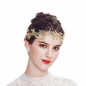 Bridal Wedding Band Band Perle Leaf Rhineste Hair Acles For Women Hair Jewelry Bride Headpice Bridesmaid Gift O6SZ #