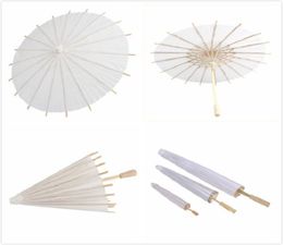 Mariage Bridal Parasols White White Paper Sablelas Chinese Mini Craft Umbrella 4 Diameter20304060cm Mélier de mariage pour Whole1934516