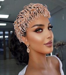 Diadème de mariage large bande de cheveux en soie douce chapellerie de mariée couronne strass avec bijoux de mariage accessoires de cheveux diamant Brida9313545