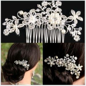 Bruids bruiloft tiaras haar kammen haarspeld hoofd stukken sieraden accessoires strass steentjes parel vlinder haar klauwen voor bruid groothandel