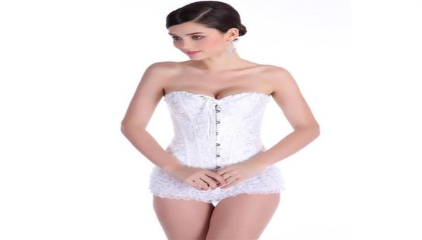 Bridal Women039S CORSET TOP LAC LAC TRIM TAIM TOMMY Bustiers corsets plus gothique sexy lingerie corselet steampunk overbust body3389401