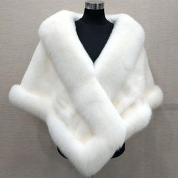 Bruids wraps 10 kleuren gemengde bestellingen herfst winter long fox faux bont avondjurk sjaal mantel sjaal sjaal vrouw feestcocktail185a