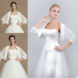 Bruids wraps eenvoudig ontwerp elegante jas warme jassen op maat gemaakte vrouwen witte jas korte chiffon bruidsmantel