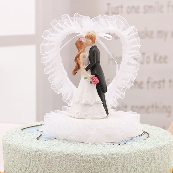 Figuras de novios Toppers Toppers Resin Doll Wedding Cake Topper Figurine de San Valentín Decoración de la decoración del aniversario del aniversario