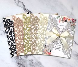 Cartes d'invitation de mariage découpées au laser pour la mariée et le marié Cartes de voeux avec enveloppes blanches Fournitures de décoration de fête de mariage