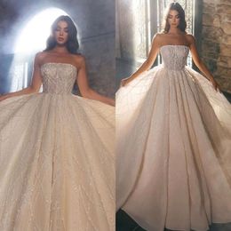 Perles de mariée pour robes de robe de bal sans bretelles Crystal diamant bling princesse reine robe de mariée