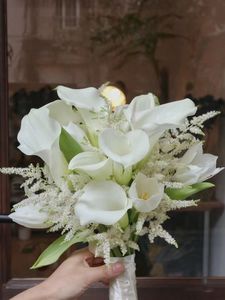 Bruid bloemboeket 10 inch bruid bloem Calla lelies bruidsboeket voor bruid Babysbreath kunstbloem voor evenement feestartikelen