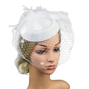Central de cabello, pequeño sombrero de copa, flor de la cabeza de la novia, malla de plumas, fiesta temática, bola de baile, diadema navideño, tocado