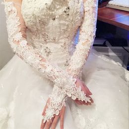 Bruidshandschoenen Holle kanten bruiloftshandschoenen verlengde bruidshandschoenen rood witte ivoren vingerloze lange accessoires