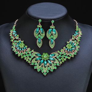 Ensembles de bijoux de la mariée pour femmes Collier vert de luxe