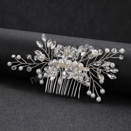 Mariée luxueux peignes à cheveux Clips fourche à cheveux femme scintillant cristal métal fleur peigne Barrette pour femmes mariage cheveux diadèmes