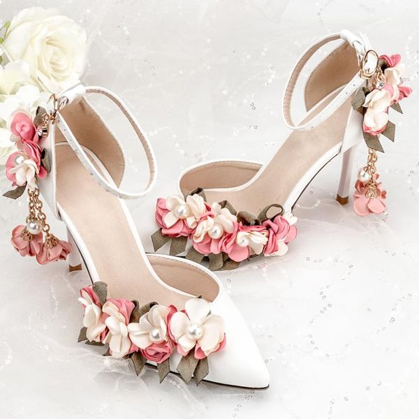 Zapatos De Novia Flores De Boda Sandalias Rosa Fiesta Fecha Programa De Noche Diseños De Mujer Tacones Altos Especiales 5 Cm 9 Cm