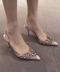 chaussures de mariée femme pointues talons mess bijou chatons chaussures robes chaussures femmes sandales de sangle de dos kiton peu profond 9572334