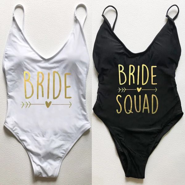 Bride Squad Love Print Swimsuit Women Swimwear Rodysuit Sexy Beachwear Bachelorette Bachelorette Party Bikini 240304