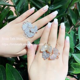 Bruid Talk Aankomst Butterfly Resizable Ringen met Cubic Zirconia Bling Steen Dames Mode Party Sieraden Beste Gift 2021