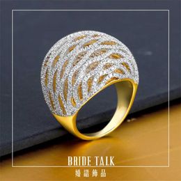 Bruid Talk Romantic Women Trouwring Cubic Zirconia Luxe Mode Bridal Ringen Sieraden Voor Party Super Kwaliteit Jaar Gift 211217