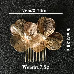 Bride Wedding Hair Sembs Gold / Silver Color Alloy Flower Hairpin Clips For Women Birthday Party Cheppied Bridesmaid Hair Bijoux