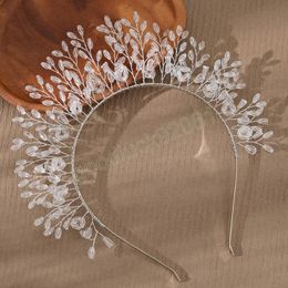 Bride Wedding Hairband Rhinestones Personnalité Hoop pour femmes Perles Queen Tiaras Handmade Silver Red Color Hair Bijoux