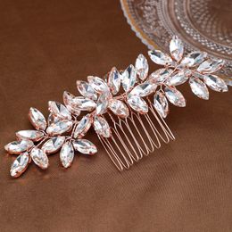 Mariage de mariée luxueuse strass de cheveux pleins peignes fleuris