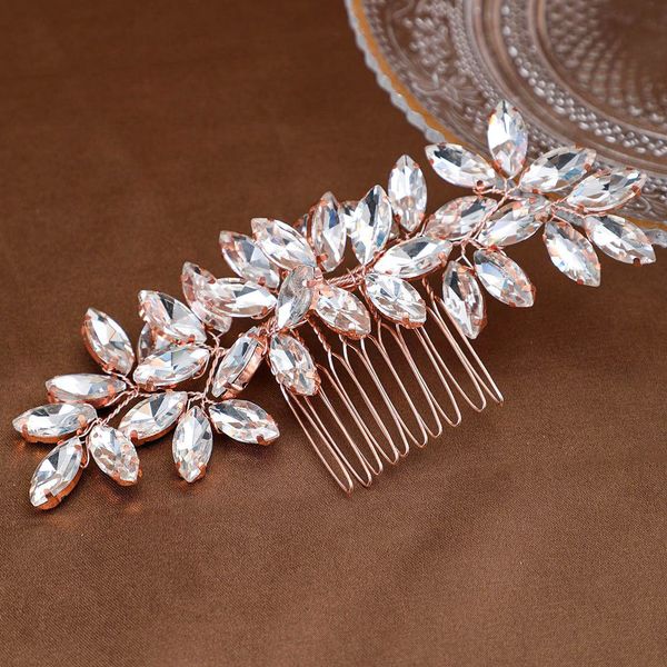 Mariage de mariée luxueuse strass de cheveux pleins peignes fleuris