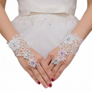 Bride Wedding Rhinest en dentelle Gants fr Gants Gants Bridal Short Fingerl Acories Dîner Opéra de bal pour femmes T5S6 #
