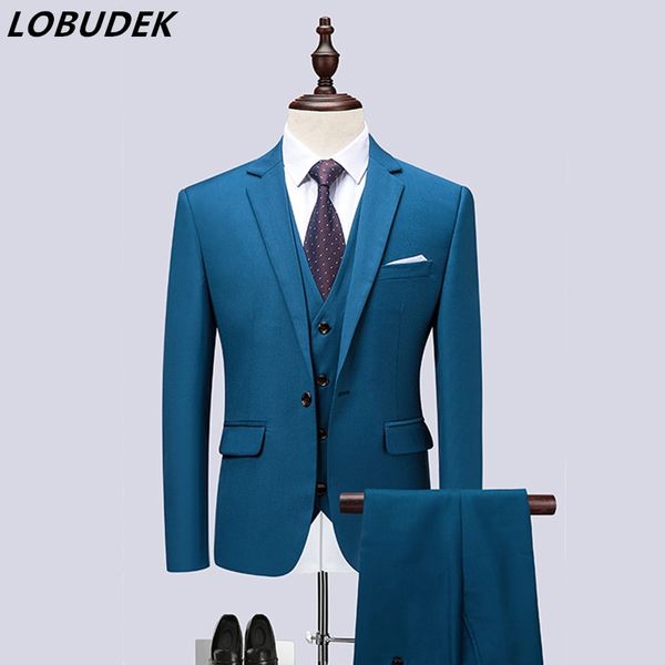 Novio Business Formal Men's Dress Slim Suits Male Singer Performance Host Outfits Evening Party Chorus Suit 12 colores