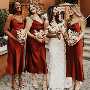 Bridesmaid 2021 Robes de gaine courtes lister mousseline de mousseline plus taille de thé sur mesure pliched plies demoiselle d'honneur de la robe d'honneur