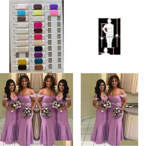 Bruidsmeisjesjurk Afrikaanse paarse jurken Off Shoder V-hals Zeemeermin lang voor zwarte vrouwen Bruiloftsgasten Dragen In Drop Delivery Party Ev Dh685