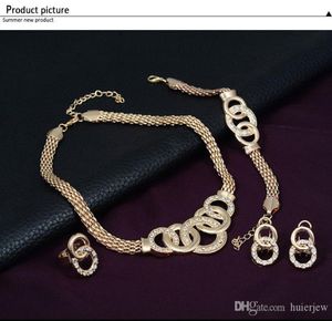 Bridesmaid Jewelry Set Chains Bracelet comme Indien African Dubaï 18K Gold Jewelry Party Bijoux Set9194388