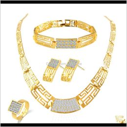 Bruidsmeisje sieraden set vintage ketting armband oorbellen ringen zoals Indiase Afrikaanse Dubai 18K gouden sieraden sets Weddin Qylnbi Luckyhat