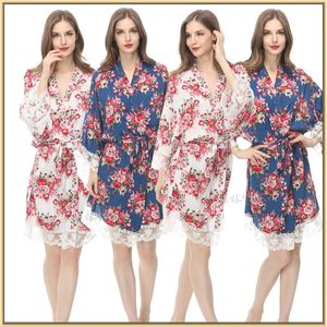 Bridesmaid Robes 2019 Custom Bridesmaid Gifts Cotton Print Floral Bridal Party Robes Long Sleeves M XXL