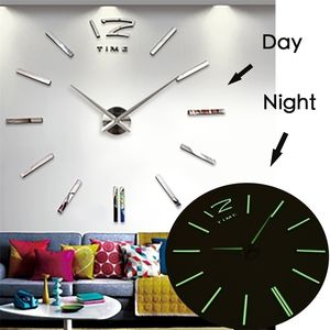 Brève Grande Horloge Murale Numérique Design Moderne Horloges 3D Saat Reloj Horloge De Parede Klok Grand Miroir Montre Lumineux Y200110