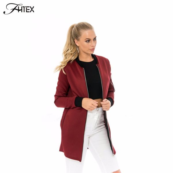 Bref moyen Long automne basique Bomber veste femmes couleur bloc décontracté mince pilote veste d'extérieur manteaux de base S18101204