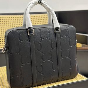 Aktetas Designer Tas Luxe laptoptas Effen kleur letter Design Grote capaciteit Leren aktetas Zakelijke sling herentas Kerst Logistiek Levering Stofzak