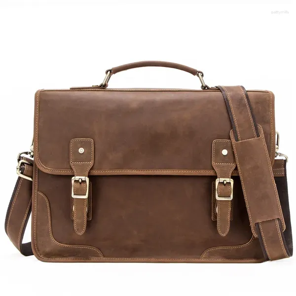 Maletines 13,3 pulgadas vintage hecho a mano cuero viaje mensajero oficina crossbody bolsa portátil maletín computadora universidad satchel para hombres