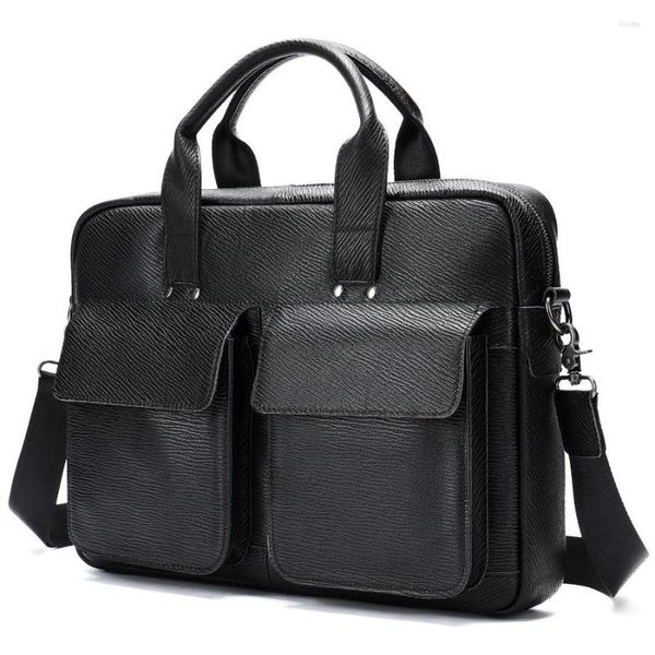 Maletines 15,6 ''bolsa para ordenador portátil para hombres grandes bolsos de cuero genuino A4 bolsas de documentos Real vaca negocios bolsos de oficina masculinos