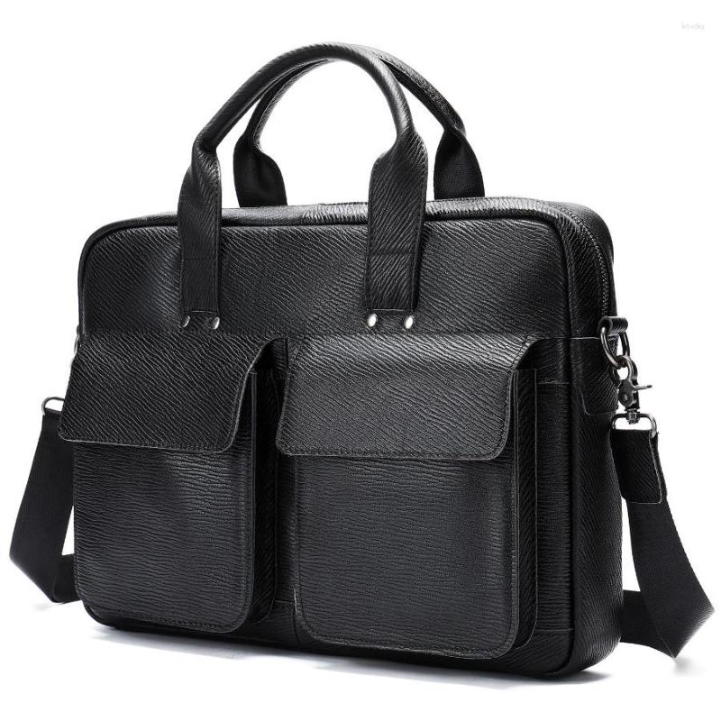 Briefcases 15.6'' Laptop Bag For Men Big Genuine Leather Totes A4 Document Bags Real Cow Business Male Office Handbags