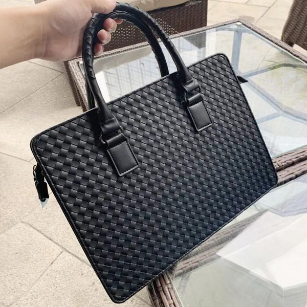 Maletines 5A Diseñador Maletín portátil Marca de lujo Top Cuero para hombres Bolso de hombro A4 Revista Moda Bolsa para computadora portátil Negocio simple H