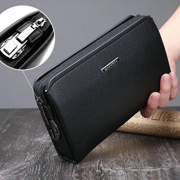 Maletines Antirrobo Contraseña Bloqueo Cartera Masculina Pu Cuero Monedero Masculino Cartera Bolso de Embrague de Los Hombres Cartera de Negocios de Gran Capacidad Bolso Casual