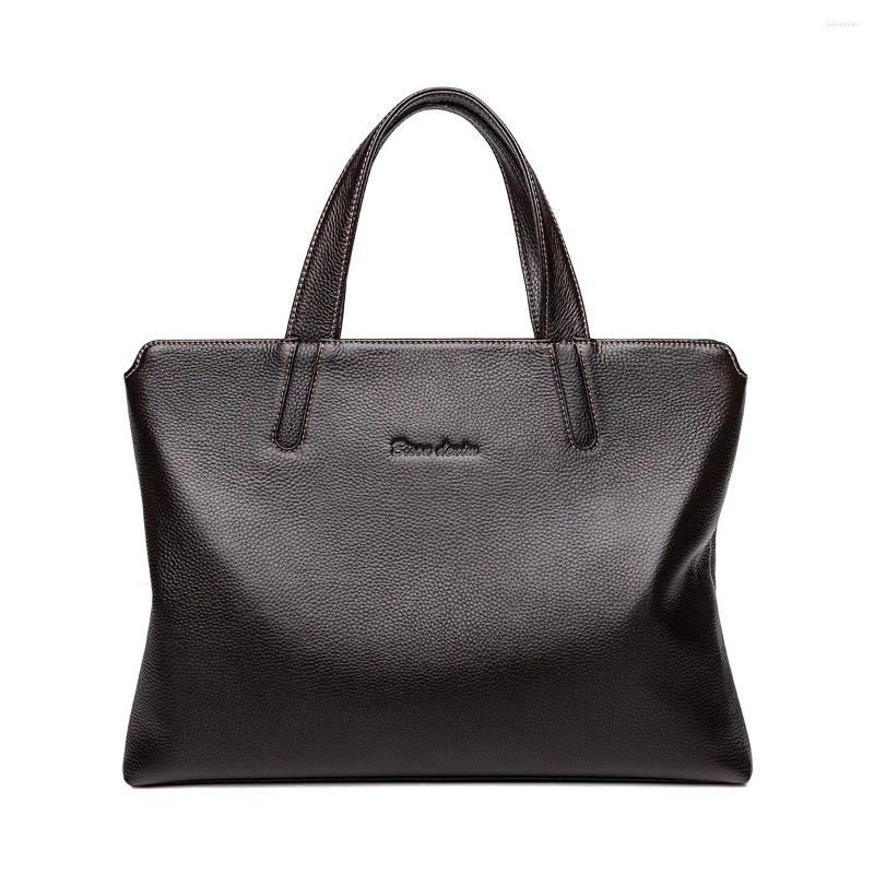 BROCKASES BISON DENIM Luxury äkta läder Business Men's Portfölj mjuk cowhide manlig tote handväska bärbar dator dokument kontors arbetsväska