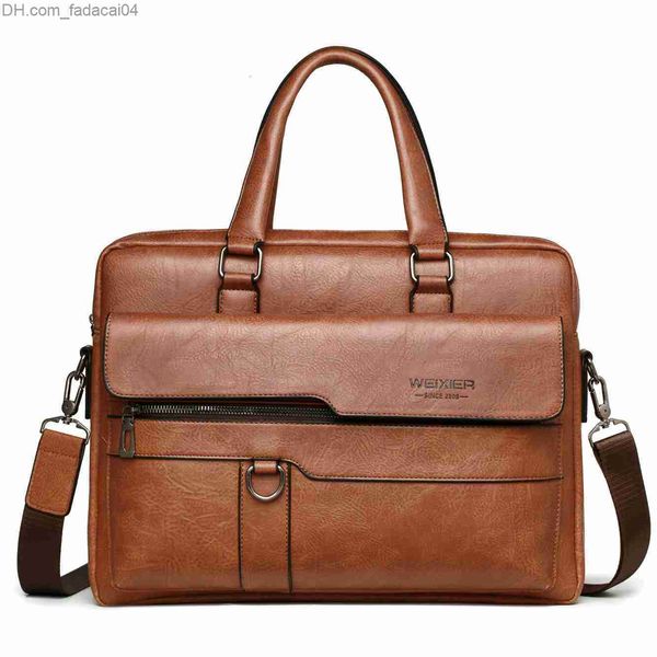 Maletines Maletines Hombres Maletín Bolsa de negocios de alta calidad Famosa marca PU Hombro de cuero Bolsas de mensajero Bolso de oficina 14 pulgadas Bolsa para computadora portátil Z230704