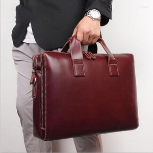 Porte-documents de style britannique Porte-documents en cuir de luxe Fashion Designer Sac à bandoulière Ordinateur portable Business Véritable pour Gentleman