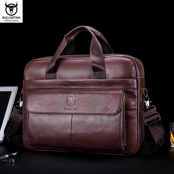 Maletines BULLCAPTAIN Bolso para hombres Maletín de cuero genuino para hombres para computadora portátil 14 Messenger Business Portfolio Documento A4 230901