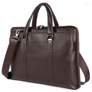 Aktetassen Zakelijke Lederen Tassen Mannelijke Kantoor Handtassen Echte Koe Mannen Crossbody Tas Reizen 15 Inch Laptop Aktetas Tote