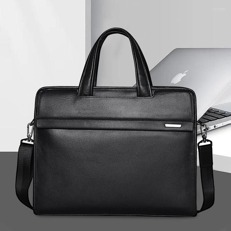 Briefcases Business Genuine Leather Men Briefcase For Husband Shoulder Bag Man Laptop Bags Large Capacity Men's Handbag Totes