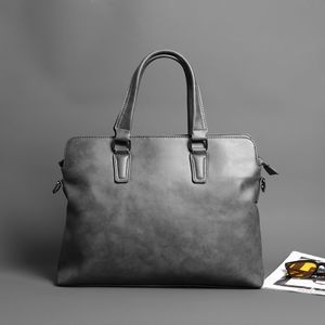 Porte-documents affaires gris porte-documents en cuir souple pour hommes sacs à main de luxe haute qualité épaule Messenger sac mâle bureau sacs pour ordinateur portable 230714